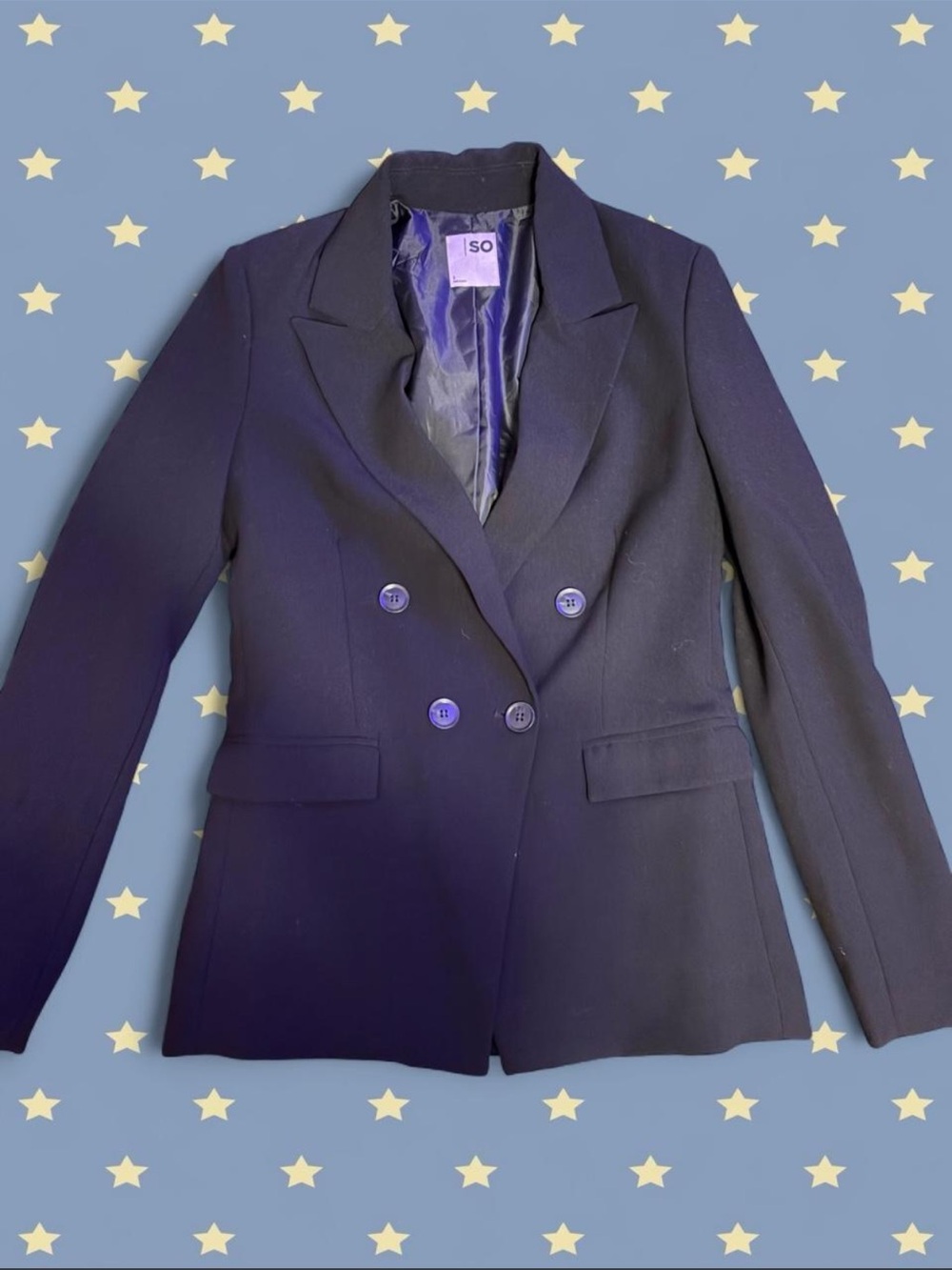 SO Black Double-Breasted Tailored Blazer